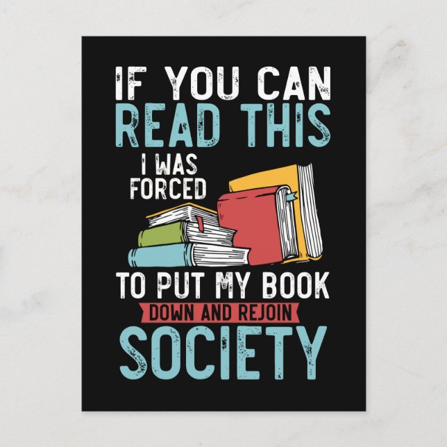 Postal Lector de libro divertido autor novela lectura (Anverso)