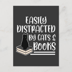 Postal Lector de libros de gatos negros Gatito adicto a B