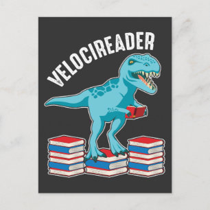 Postal Lector de libros Velociraptor Funny Dinosaur Estud