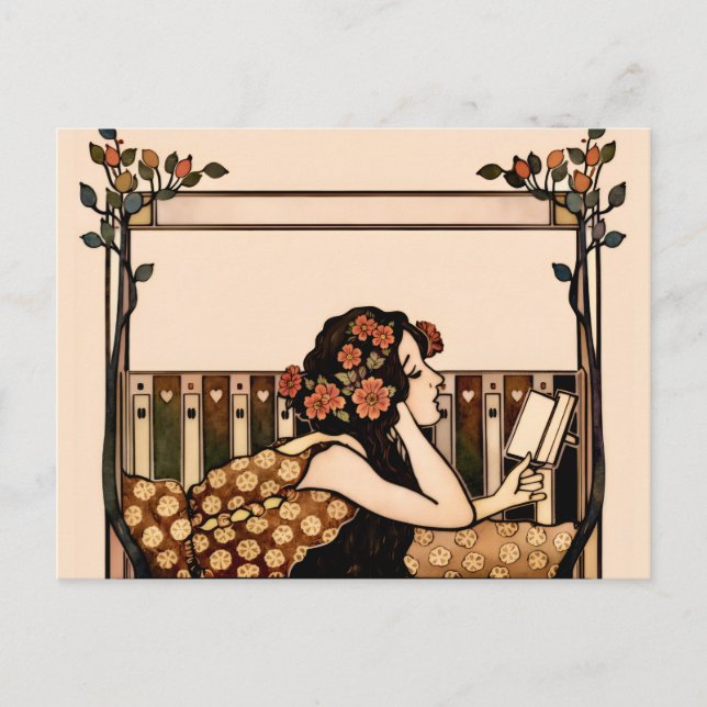 Postal Lector vintage Art Nouveau (Anverso)