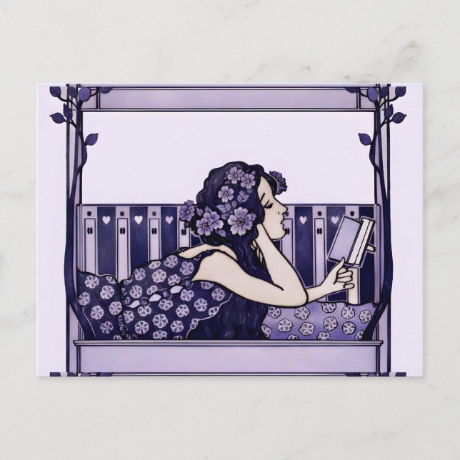 Postal Lector vintage Art Nouveau (Anverso)