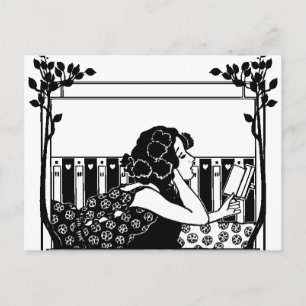 Postal Lector vintage Art Nouveau