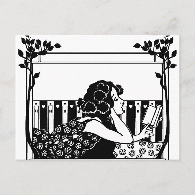 Postal Lector vintage Art Nouveau (Anverso)