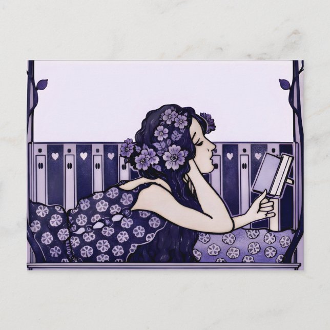Postal Lector vintage Art Nouveau (Anverso)