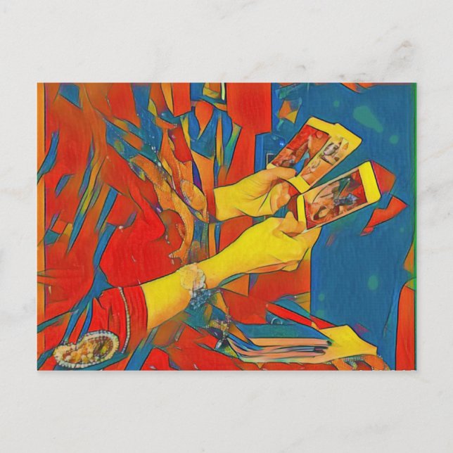 Postal Lectura artística física tarot (Anverso)