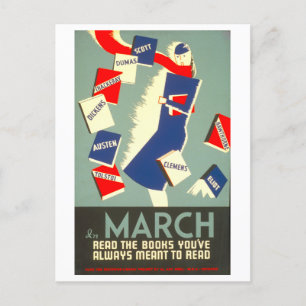 Postal Lectura de la Marcha del Poster de la Biblioteca d