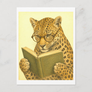 Postal Lectura de leopardo al estilo vintage