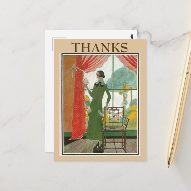 Postal Lectura de vintage, cambiar texto Postcard (Anverso/Reverso In Situ)