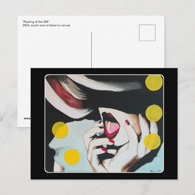 Postal ‘Lectura del Testamento’ Pintura en una  (Anverso / Reverso)