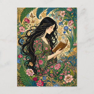 Postal Lectura en el Jardín Art Nouveau