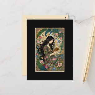 Postal Lectura en el Jardín Art Nouveau 