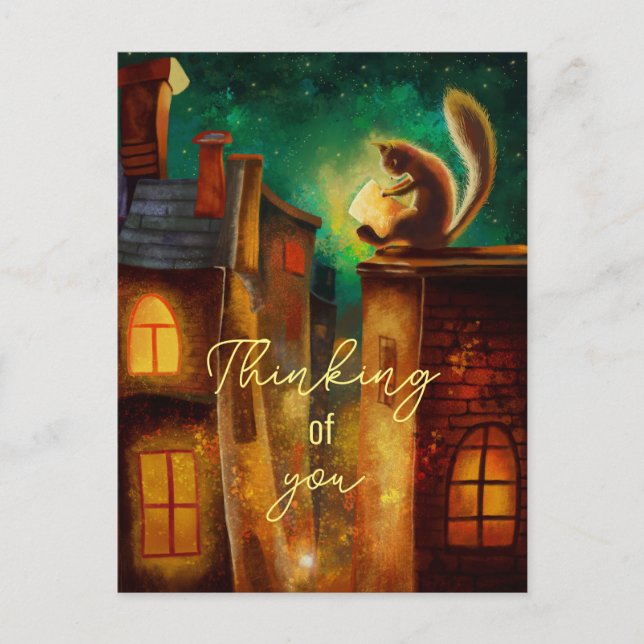 Postal Lectura nocturna de cuento de hadas personalizable (Anverso)