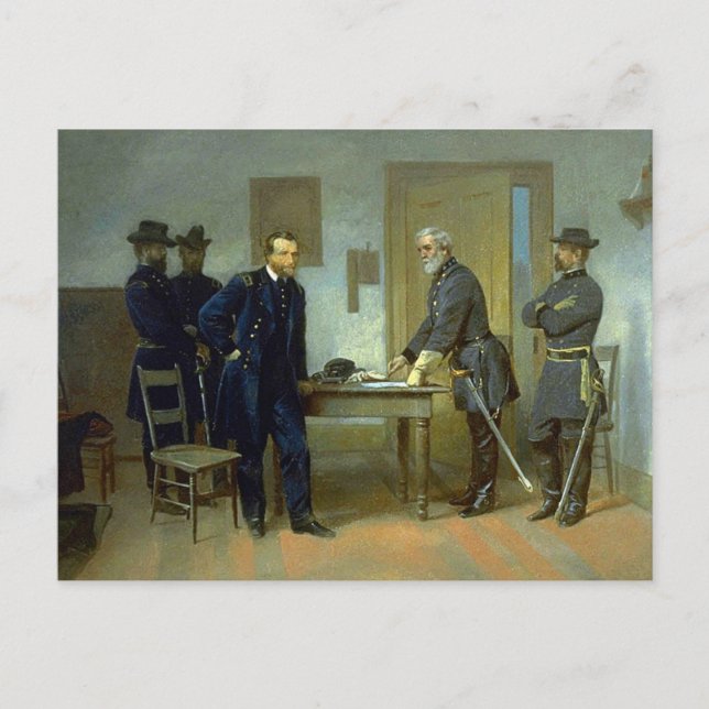Postal Lee rendiéndose a Grant, de Alonzo Chappel (Anverso)
