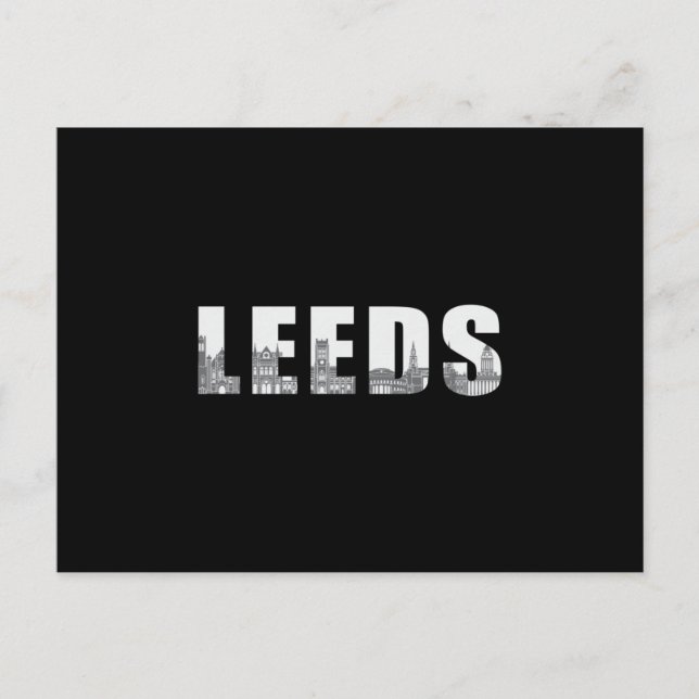 Postal Leeds City Cityscape Skyline Trip Idea divertida d (Anverso)