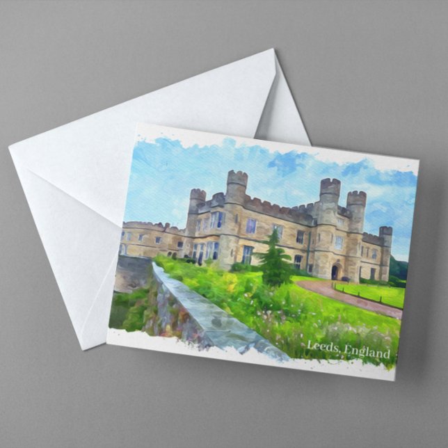 Postal Leeds England Castle Panorama View (Leeds England castle postcard)