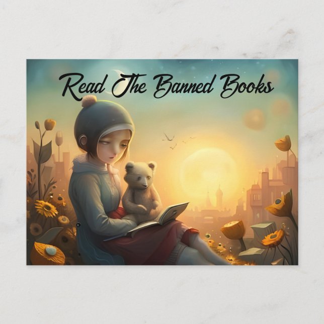 Postal Leer el Chica de libros prohibidos y leer osos (Anverso)