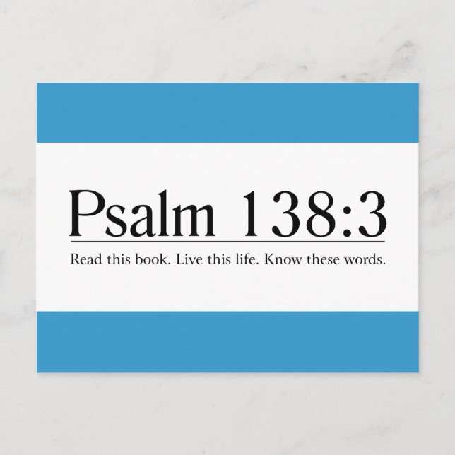 Postal Leer el salmo de la Biblia 138:3 (Anverso)