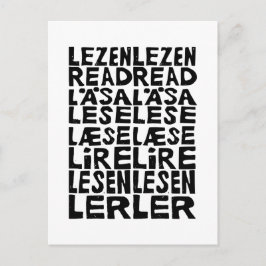 Postal Leer en 8 idiomas Lino Print
