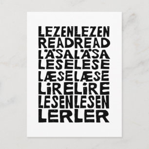 Postal Leer en 8 idiomas Lino Print
