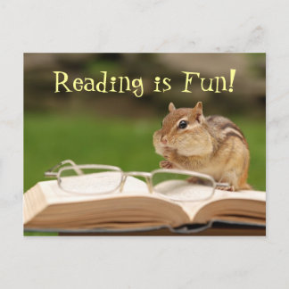 Postal Leer es divertido. Postcard de Chipmunk