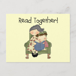 Postal Leer juntos: camisetas y regalos de Chica y abuela