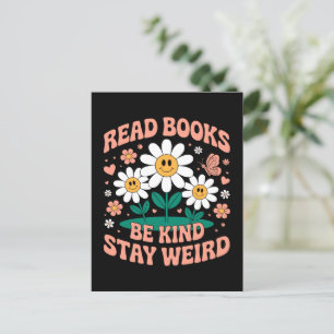 Postal Leer Libros, Ser Amables, Quedarse Raro - Floral C