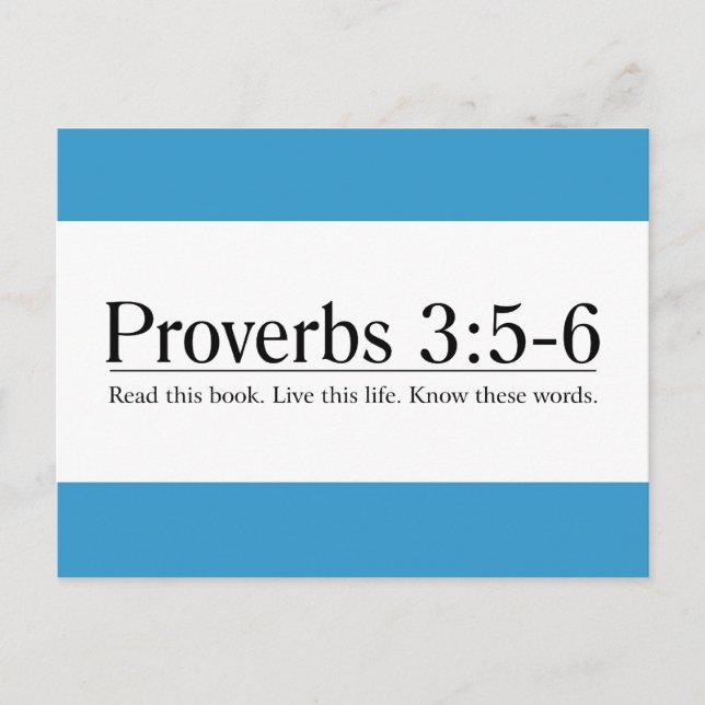 Postal Leer los proverbios de la Biblia 3:5-6 (Anverso)