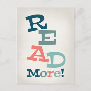 Postal Leer más - Lectura retro colorida