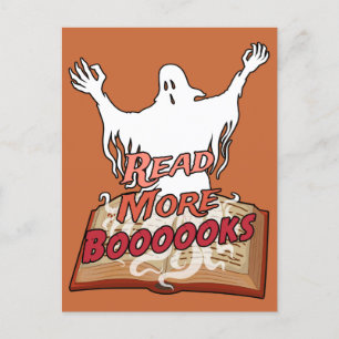 Postal Leer más libros Fantasma libro Halloween
