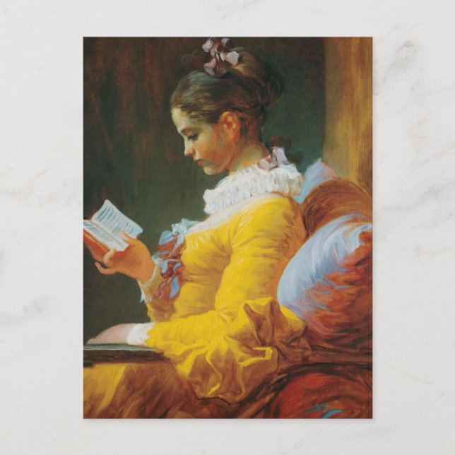 Postal Leer vestido de amarillo (Anverso)