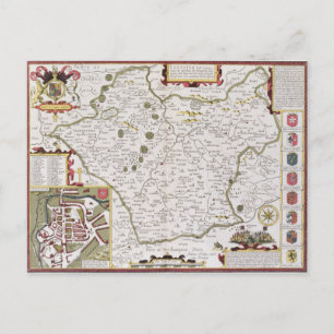 Postal Leicester, grabado por Jodocuments Hondius