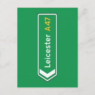 Postal Leicester, Rótulo de carreteras del Reino Unido