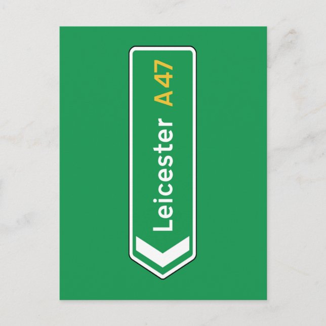 Postal Leicester, Rótulo de carreteras del Reino Unido (Anverso)