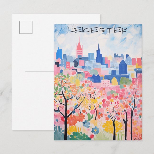 Postal Leicester Travel City Painting Aesthetic (Anverso / Reverso)