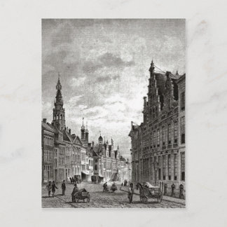 Postal Leiden, calle principal del siglo XIX