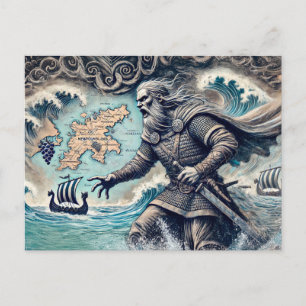 Postal Leif Erikson en Dibujo de Tiza Pastel