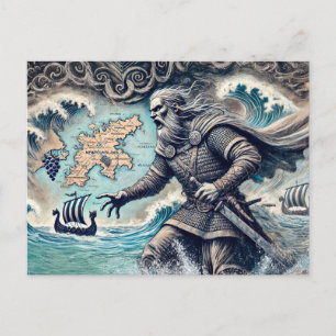 Postal Leif Erikson en el dibujo de Pastel Chalk