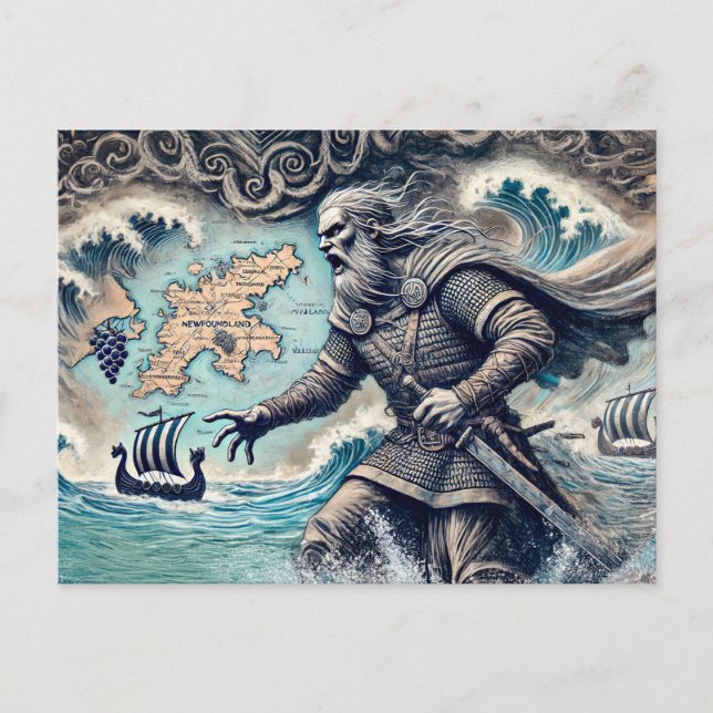 Postal Leif Erikson en el dibujo de Pastel Chalk (Anverso)