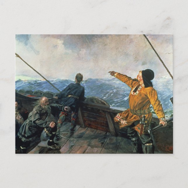 Postal Leif Eriksson mira tierra en Estados Unidos, 1893 (Anverso)