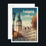 Postal Leipzig Alemania Art Vintage Travel Ilustracion<br><div class="desc">Leipzig Alemania Art Vintage lugar de viaje ilustracion</div>