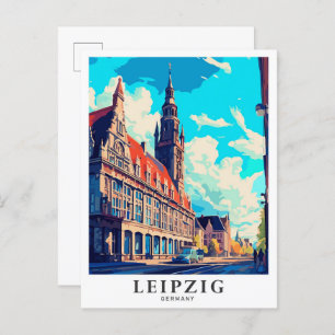 Postal Leipzig Alemania Art Vintage Travel Ilustracion