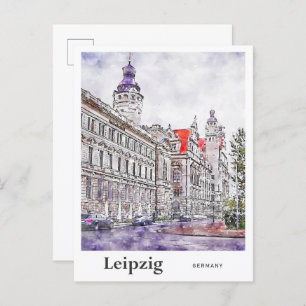 Postal Leipzig Alemania Trayectoria de mano acuática