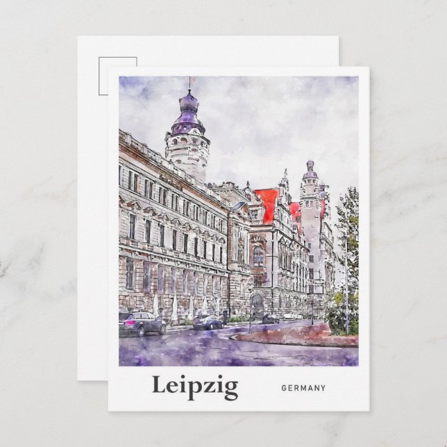 Postal Leipzig Alemania Trayectoria de mano acuática (Anverso / Reverso)