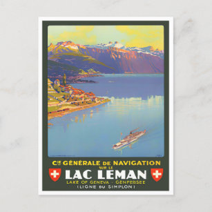 Postal Leman lake Suiza Viaje vintage Postcard