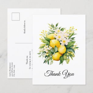 Postal Lemon Bouquet con flores blancas gracias