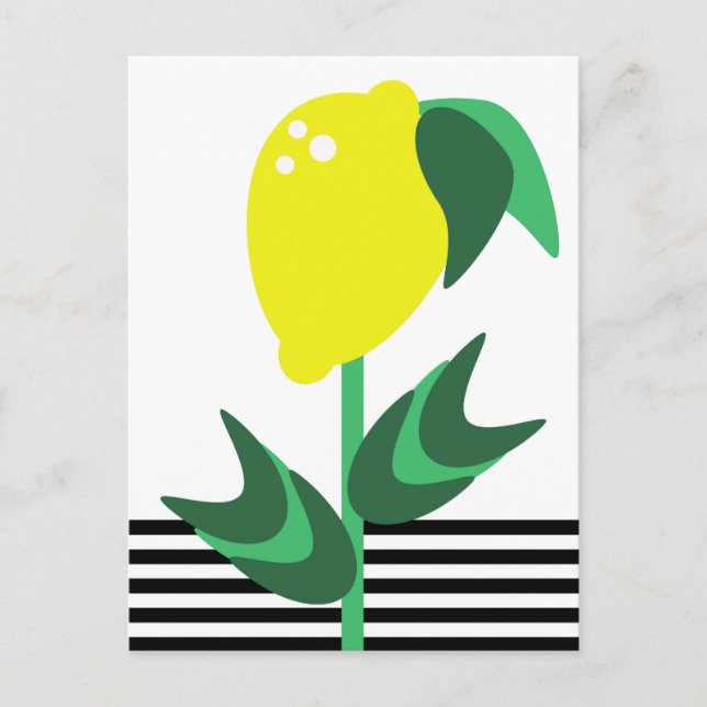 Postal Lemon Fruit Garden Plant Stripes (Anverso)