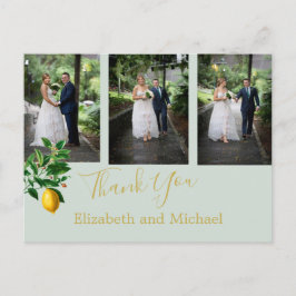 Postal Lemon Mint Green Elegant Wedding Gracias