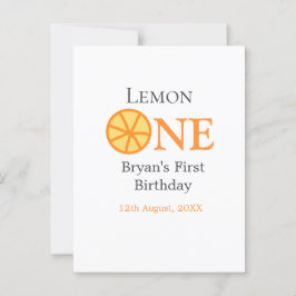 Postal Lemon one feliz primer cumpleaños naranja retro gr