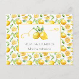 Postal Lemones acuarelas y recetas de hojas verdes |