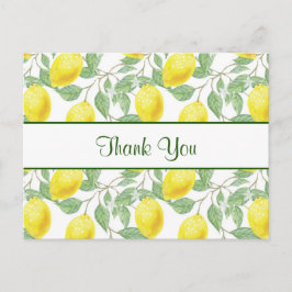 Postal Lemones amarillos con patrón de hojas verdes graci